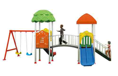 Nhà liên hoàn cầu trượt ngoài trời có xích đu