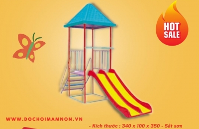 Cầu trượt 1 máng đôi có mái che